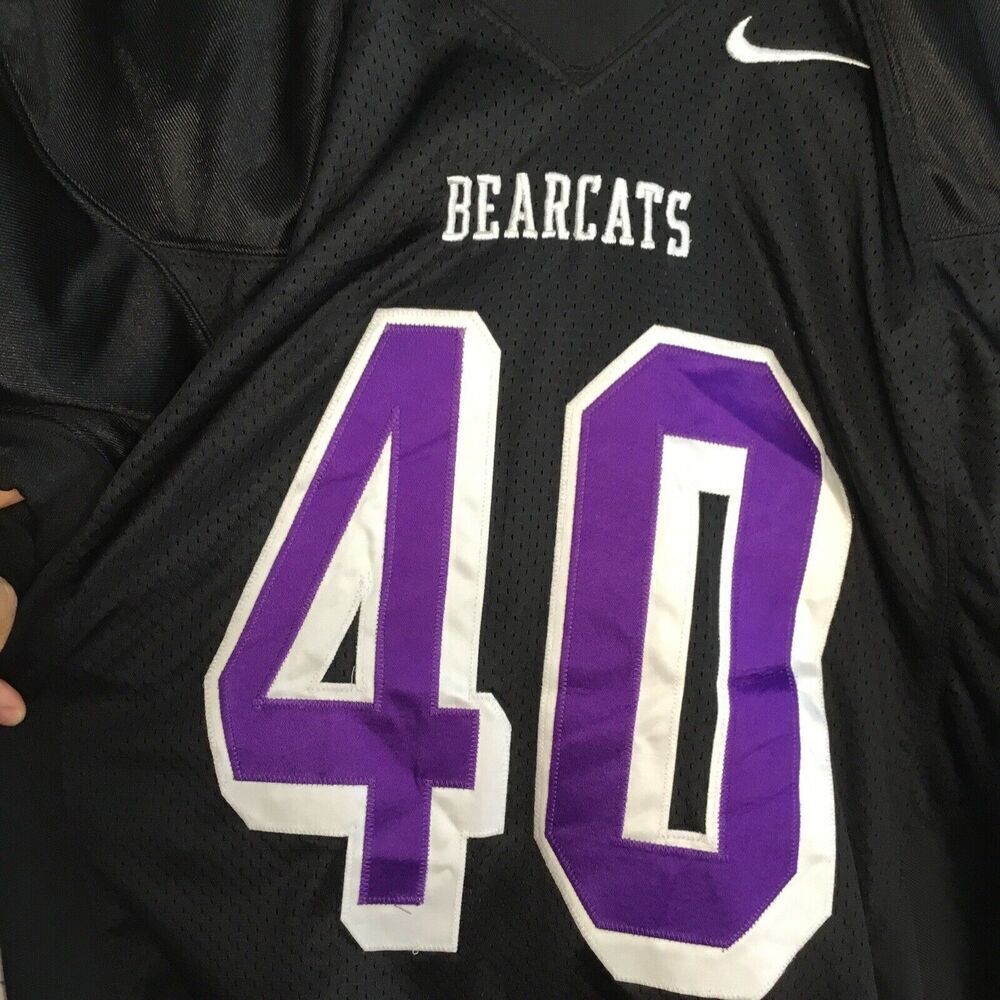 Nike Team Bearcats Football Jersey Black Purple Number 40 Mens Large Mesh L